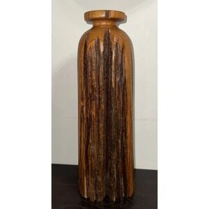 Vtg Wood Bud Vase Sculpture Carving 14.25" Tall‎ X 5" Perfect For A Dry Flower